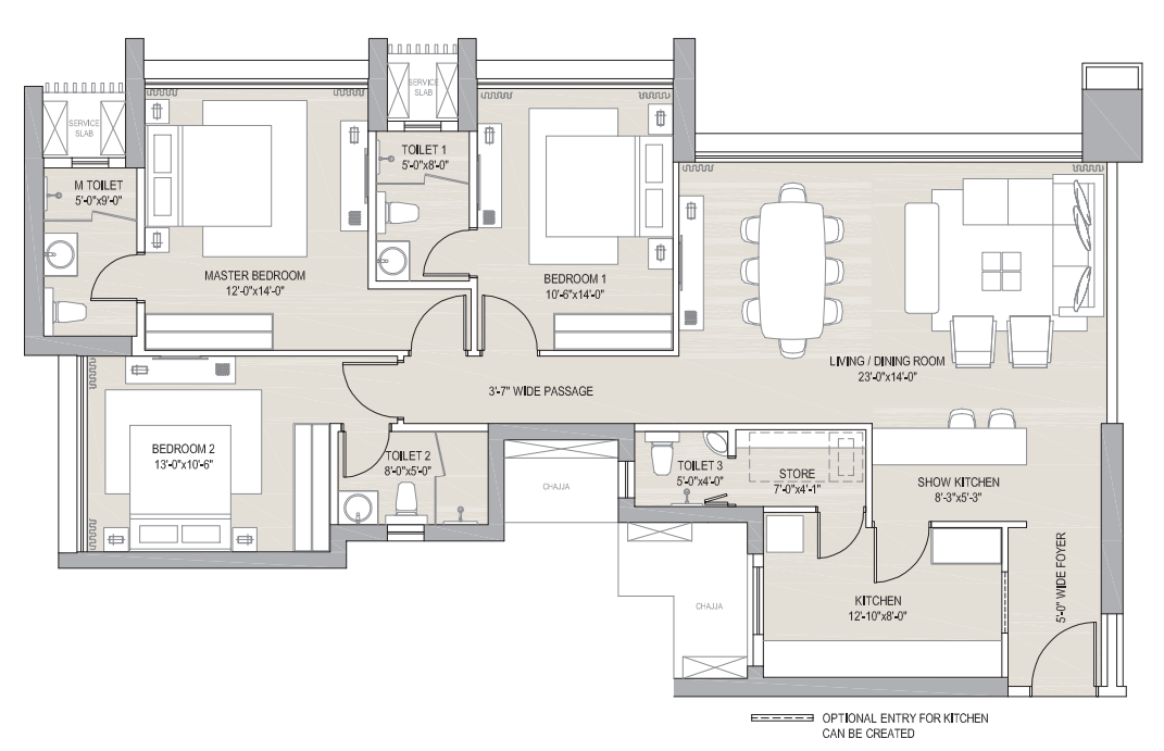 Oberoi Kolshet Thane 3BHK Plan